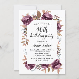 Florom Purple Aquarelle 40e Invitation anniversair