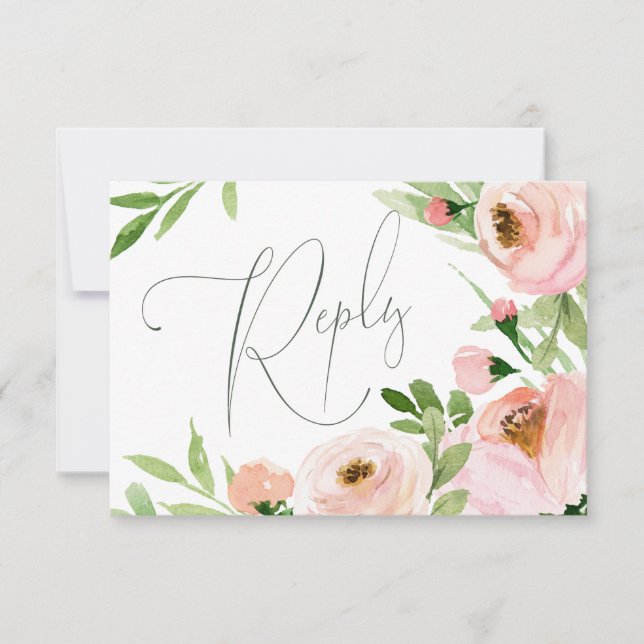 Florrosa Antwortkarte für Aquarellfarben RSVP Karte (Vorderseite)