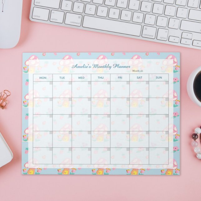 Florrosa Mushroom Light Blue Plane Name Notizblock (Von Creator hochgeladen)