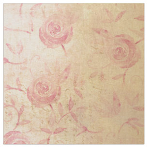 Florrosa Rosenmuster Gold Schimmer Elegant Stoff