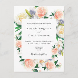 Florweiße Korallen Moderne Hochzeit Einladung Postkarte