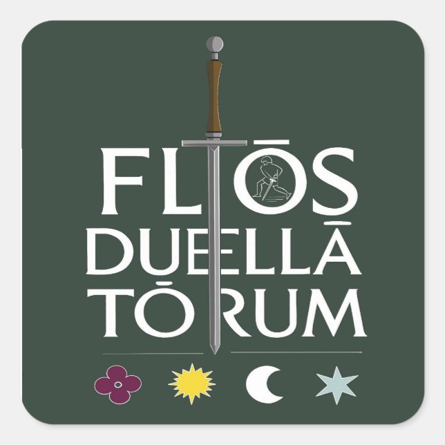Flos Duellatorum Green Edition– Medieval Sword Art Quadratischer Aufkleber (Vorderseite)