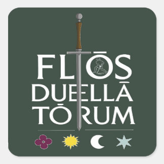 Flos Duellatorum Green Edition – mittelalterliche Quadratischer Aufkleber