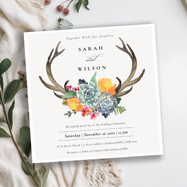 FLÖSISCHE ERFOLGE ANTLER BOHEMISCHE ALLURE WEDD EINLADUNG (Von Creator hochgeladen)