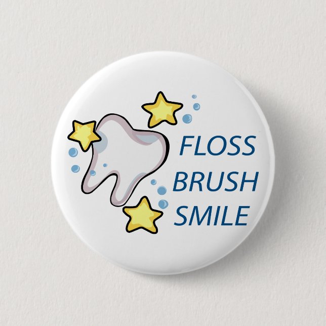 Floss Brush Smile Button (Vorderseite)