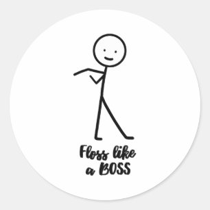Floss Like A Boss Stockfigur Stockmann Gekritzel P Runder Aufkleber