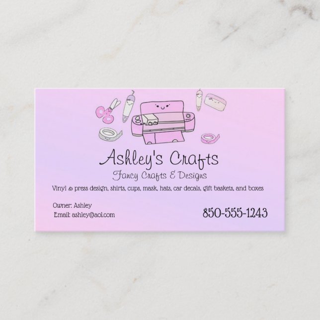 Floß Vinyl Rosa und Lila Silhouette oder Cricut  Visitenkarte (Vorderseite)