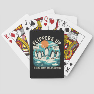 Flossen hoch, ich stehe mit Pinguinen, lustiger Wi Spielkarten