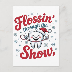 Flossen Thru der Schnee Funny Weihnachten Ankündigungspostkarte