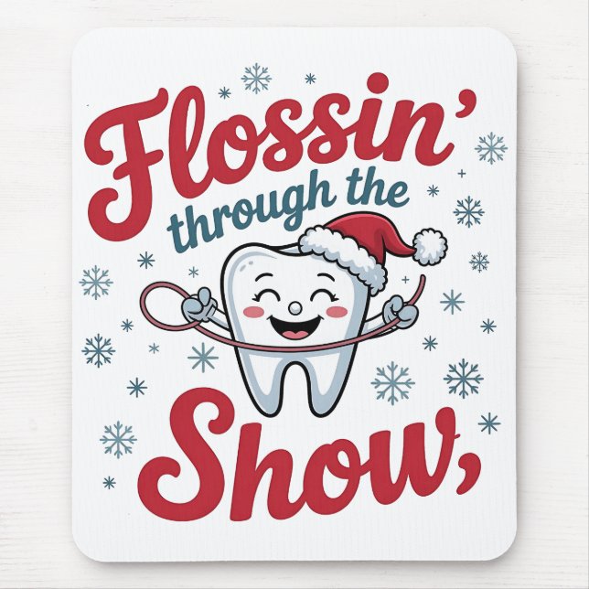 Flossen Thru der Schnee Funny Weihnachten Mousepad (Vorne)