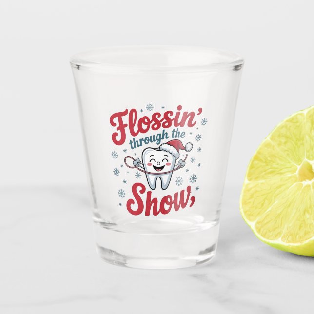 Flossen Thru der Schnee Funny Weihnachten Schnapsglas (Vorderseite)