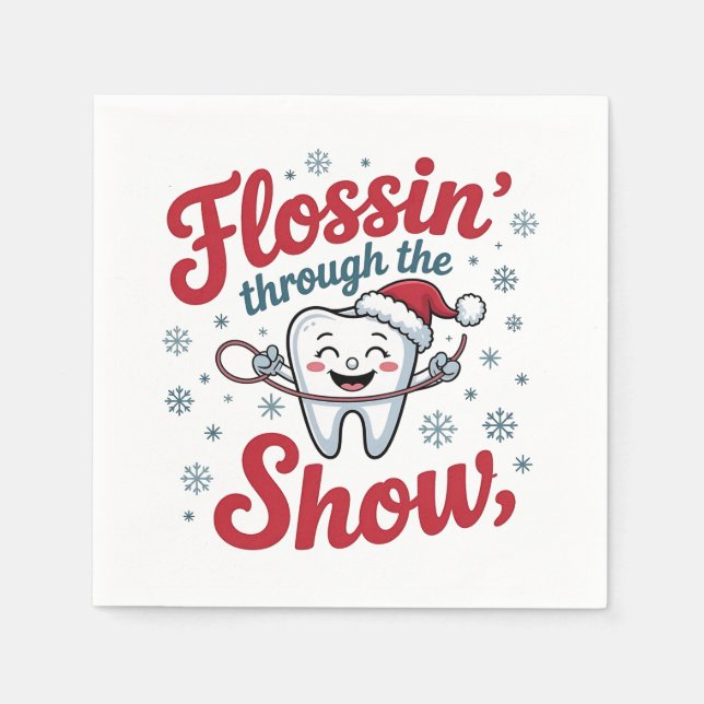 Flossen Thru der Schnee Funny Weihnachten Serviette (Vorderseite)