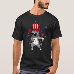 Flossende Katze mit USA-Hut Feuerwerk 4. Juli T-Shirt
