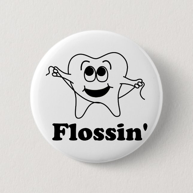 Flossin (mit dem glücklichen Zahn!) Button (Vorderseite)