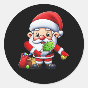 Flossing Santa Pickleball Player Frohe Weihnachten Runder Aufkleber