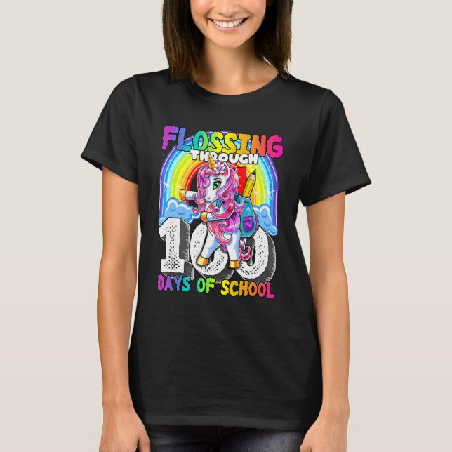 Flossing Through 100 Days Of School Flossing Unico T-Shirt (Vorderseite)