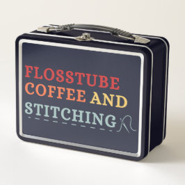 Flosstube Kaffee und Sticken - Cross-Stickerin  Metall Brotdose