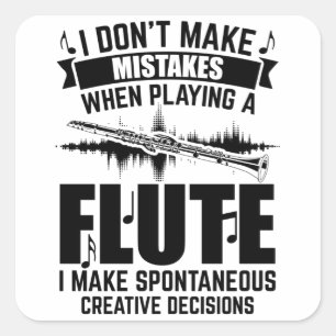 Flöte  Flutist Flute Player Music Gips Quadratischer Aufkleber