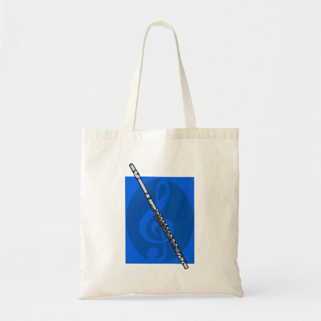 Flöte mit blauem dreifacher Clef-Hintergrund Tragetasche (Vorne)