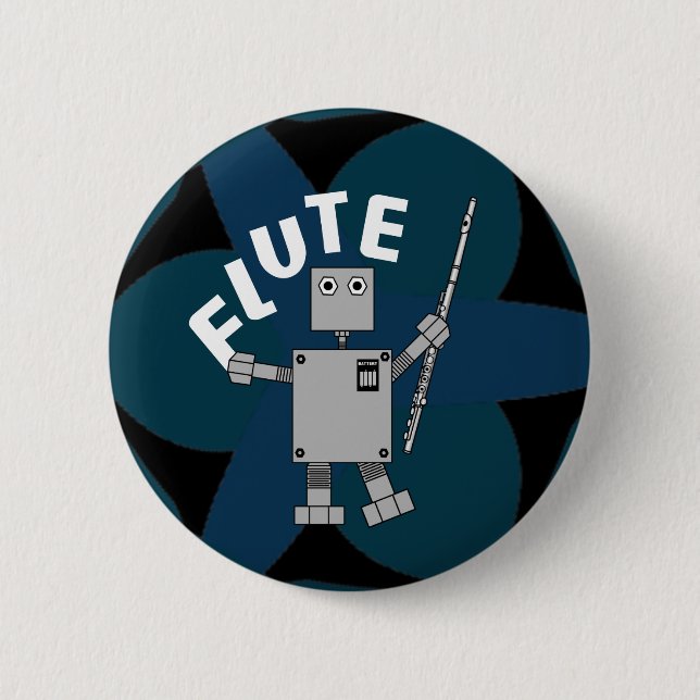 Flöte, Roboter, Musiker, Spieler, Musik, Musikinst Button (Vorderseite)