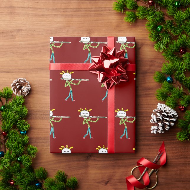 Flöte spielender Stockmann Geschenkpapier (Feiertagsgeschenk)