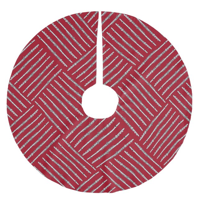 Flöten-Schachbrettmuster Polyester Weihnachtsbaumdecke (Vorderseite)