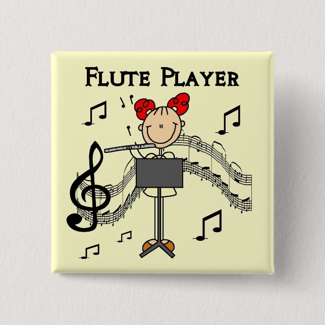 Flöten-Spieler-T - Shirts und Geschenke Button (Vorderseite)
