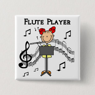 Flöten-Spieler-T - Shirts und Geschenke Button