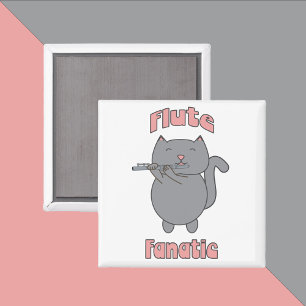 Flötenfanatiker Rosa Graue Katze Magnet