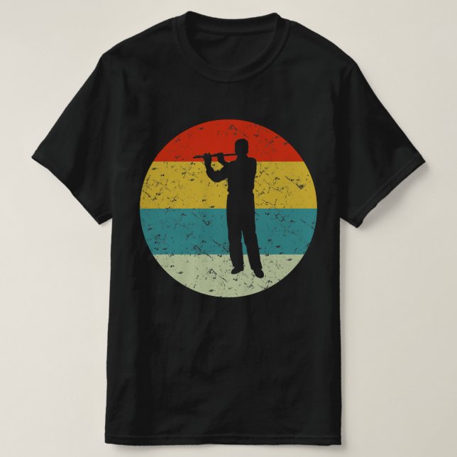 Flötenretro Vintage Silhouette 70er T-Shirt (Design vorne)