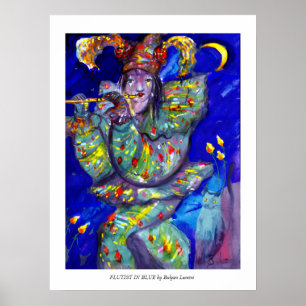 FLÖTIST IN BLAU / Venezianische Karnevalsnacht Poster