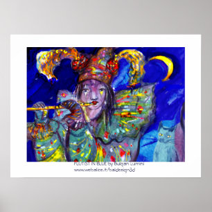 FLÖTIST IN BLAU / Venezianische Karnevalsnacht Poster
