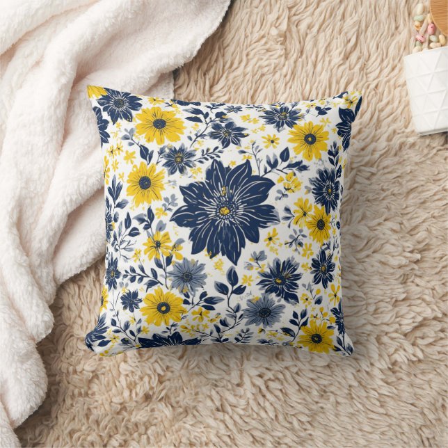Flotte, Gelb und Graublüte Kissen (Decke)