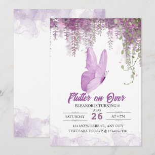 Flotter sur le papillon Girl Invitation Anniversai