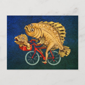 Flounder Reiten Fahrradzeichnen Postkarte