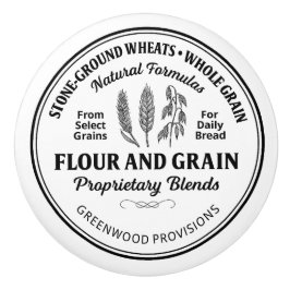 Flour Grain Label Vintage Typography Ceramic Knob Keramikknauf