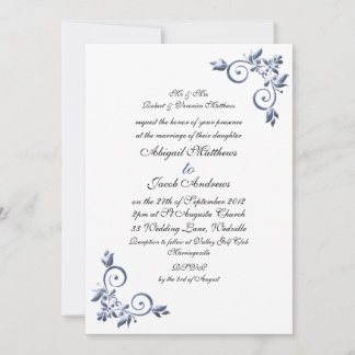 Flourish bleu de faire-part de mariage royal