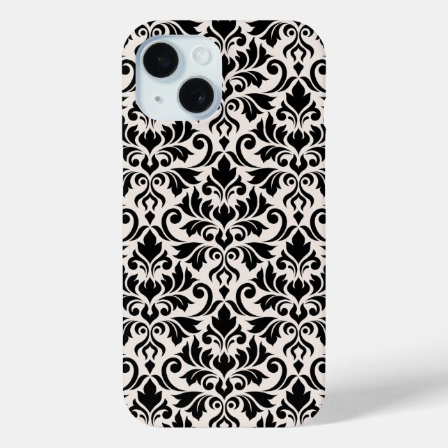 Flourish Damask Big Pattern Black on Cream Case-Mate iPhone Hülle (Rückseite)