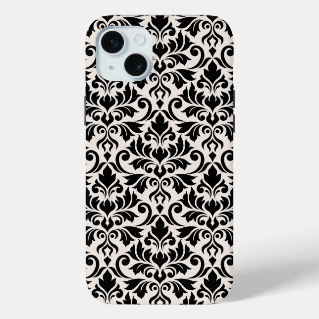 Flourish Damask Big Pattern Black on Cream Case-Mate iPhone Hülle (Rückseite)