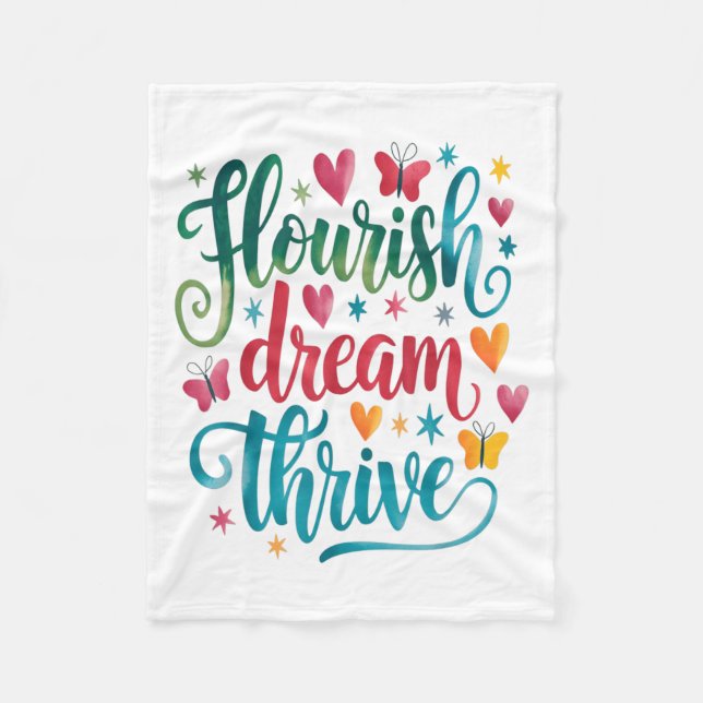 Flourish Dream Thrive Motivational  Fleecedecke (Vorderseite)
