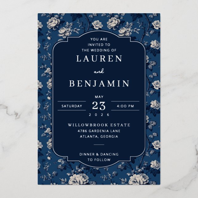 Flourish & Fête Wedding Folieneinladung (Vorderseite)