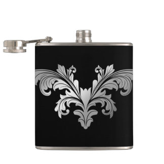 Flourish floral argenté sur le flacon classique