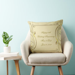 Flourish Gold 50. Hochzeitstag Kissen