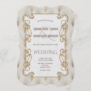 Flourish Gold Art Deco Great Gatsby Hochzeit Einladung