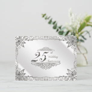 Flourish Silber Hochzeitseinladung zum 25. Jubiläu Einladung