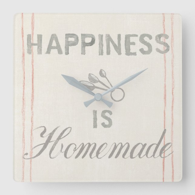 Floursack Küche VIII Quadratische Wanduhr (Vorderseite)