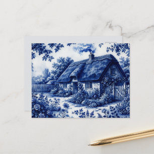 Flow Blue Stil Englisches Landhaus Rosen Postkarte