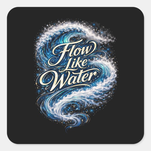 Flow Like Water Quadratischer Aufkleber (Vorderseite)