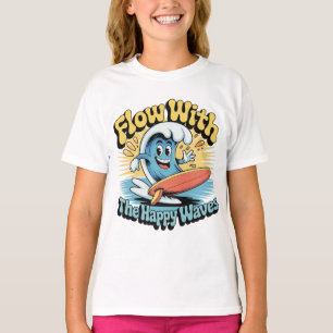 Flow Mit Den Glücklichen Wellen Kinder Surf-Shirt T-Shirt