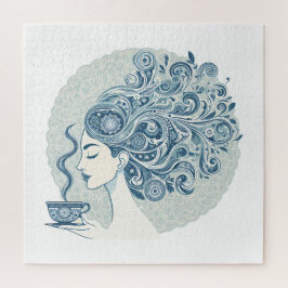 Flow Woman Art - Blue Tile Fusion